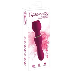 You2Toys - Rose Wand Vibrator - 10 funkciós masszírozó és G-pont vibrátor duó rózsa alakú fejjel (USB) - vörös