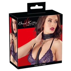Bad Kitty - Naughty Toys - nyakörv és korbács szett (fekete)