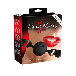 Bad Kitty - szilikon szájpecek (M) - fekete