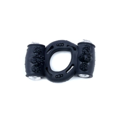 Boss Series - Double Vibro Cockring - dupla vibrációs péniszgyűrű (fekete)