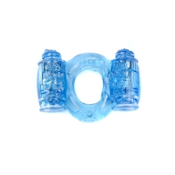Boss Series - Double Vibro Cockring - dupla vibrációs péniszgyűrű (kék)
