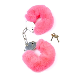 Boss Series Fetish - Furry Cuffs - fém bilincs plüssel (pink)