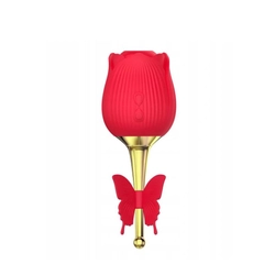 Boss Series - Flirting Partner - 10 funkciós csiklóizgató rózsa-vibrátor és masszírozó (USB) - piros