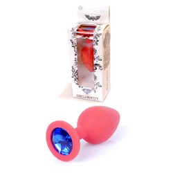 Boss Series - Jewellery - kék gyémántos,  apró, szilikon análdugó (piros)