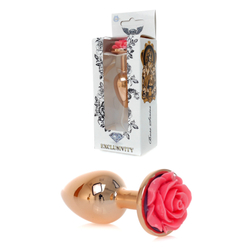 Boss Series - Jewellery - rózsa alakú, pink kristályos análdugó (piros/arany)