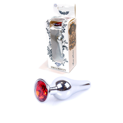 Boss Series - Jewellery - vörös kristályos,  hosszúkás análdugó (ezüst)