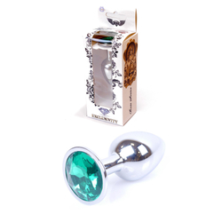 Boss Series - Jewellery - zöld kristályos análdugó (ezüst)