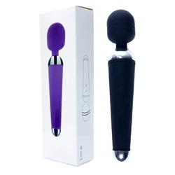 Boss Series - Power Massager Wand - 10 funkciós szilikon masszírozó vibrátor (USB) - fekete