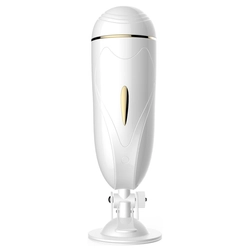 Boss Series - rögzíthető, interaktív, élethű vibrációs maszturbátor (fehér)