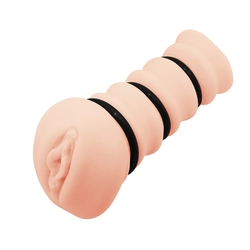 Crazy Bull - Rossi Flesh 3D - élethű, bordázott, vagina maszturbátor 3 gyűrűvel (natúr)
