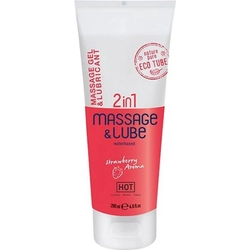 Hot - 2in1 Massage & Lube - ízesített, vízbázisú síkosító és masszázsgél (200ml) - eoer