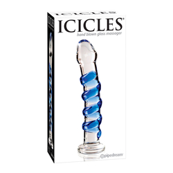 Icicles No 5 - exkluzív, G-pont dildó és masszírozó (üveg)