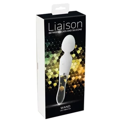Liaison - Glass Vibrator 1 - 10 funkciós, LED szilikon masszírozó és üveg vibrátor duó (USB) - fehér