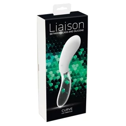Liaison - Glass Vibrator 2 - 10 funkciós, LED szilikon masszírozó és üveg vibrátor duó (USB) - fehér