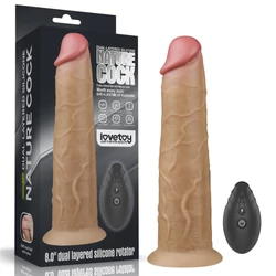 Lovetoy - 8&quot; Dual Layered Silicone Rotator - forgófejes, rögzíthető, wireless, élethű vibrátor (20,5cm) - natúr