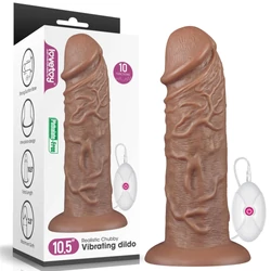 Lovetoy - 10,5'' Realistic Chubby Vibrator Dildo - rögzíthető, távirányítású, élethű vibrátor (27cm) - barna