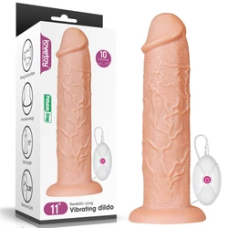 Lovetoy - 11'' Realistic Long Vibrator Dildo - rögzíthető, távirányítású, élethű vibrátor (28cm) - natúr