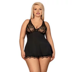 Obsessive - Luave - csipke babydoll és tanga szett (XXL) - fekete