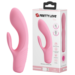 Pretty Love - Tim - 12 fokozatos, memória funkciós csiklóizgató és G-pont vibrátor (USB) - pink