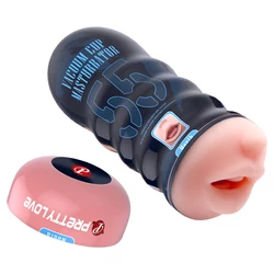 Pretty Love - Vacuum Cup Masturbator 55 - élethű, vákuum, száj maszturbátor (fekete)
