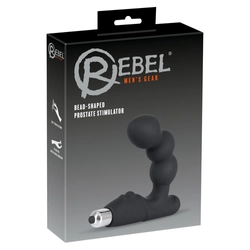 Rebel - Men's Gear Bead Shaped Prostate Stimulator - vibrációs, gyöngyös prosztata masszírozó (fekete)