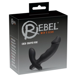 Rebel - Men's Gear Cock-Shaped Vibe - élethű, vibrációs prosztata masszírozó (fekete)
