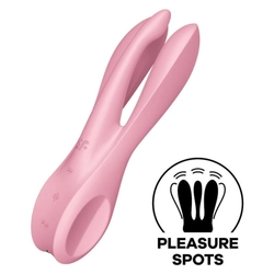 Satisfyer - Threesome 1 - prémium, nyuszifüles csiklóizgató és szeméremajak vibrátor (USB) - pink