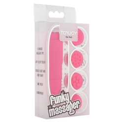 ToyJoy - Funky Massager - mini masszírozó vibrátor cserélhető fejekkel (9,5cm) - pink
