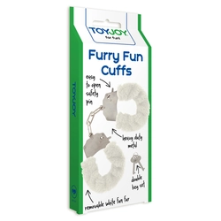 ToyJoy - Furry Fun Cuffs - fém bilincs plüssel (fehér)