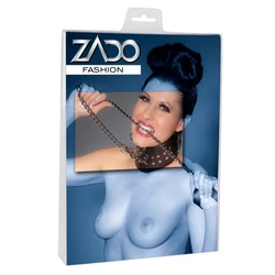 Zado Fashion - bőrnyakörv pórázzal (110cm) (fekete)