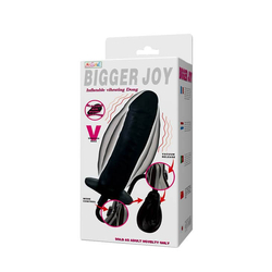 Baile - Bigger Joy - Inflatable Penis 3 - rögzítehető, távirányitású, felfújható anál vibrátor (fekete)