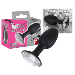 You2Toys - Butt Plug Diamond Small - kis méretű, díszített, szilikon análdugó (fekete)