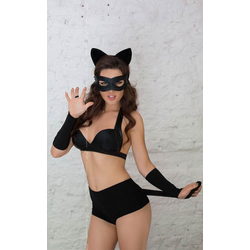 Softline - Catwoman - 5 részes, erotikus macskanő jelmez (S) - fekete