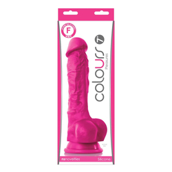 NS Toys - Colours Pleasures 7" - rögzíthető, élethű, herés dildó (23,5cm) - pink