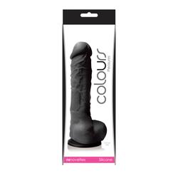 NS Toys - Colours Pleasures - rögzíthető, élethű, herés dildó (17,8cm) - fekete