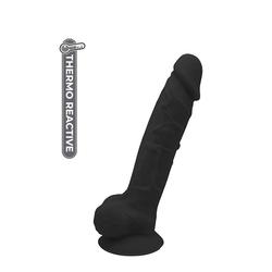 Dream Toys - Real Love - Premium Silicone Dildo 7" - rögzíthető, temperálható, élethű, herés dildó (17,8cm) - fekete