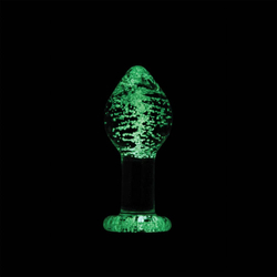 NS Toys - Firefly Glass Plug - Glows in the Dark - nagy méretű, foszforeszkáló, üveg análdugó (10cm) - áttetsző 