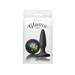 NS Toys - Glams Mini - díszített, szilikon análkúp (8,5cm) - szivárvány