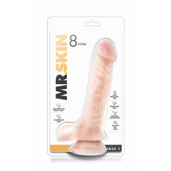 Blush - Mr. Skin - Cock 1 8" - rögzíthető, élethű herés dildó (natúr)