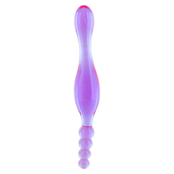 Seven Creations - Smoothy Prober Ex - kétvégű, gyöngyös dildó (17,8cm) - lila