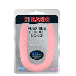 HI-Basic - Jelly Flexible Double Dong - duplavégű, élethű dildó (natúr)