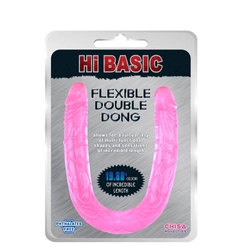 HI-Basic - Jelly Flexible Double Dong - duplavégű, élethű dildó (pink)