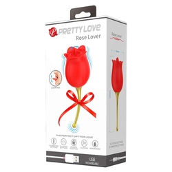 Pretty Love - Rose Lover - 12  nyalogató-funkciós csiklóizgató rózsa-vibrátor és masszírozó (USB) - piros