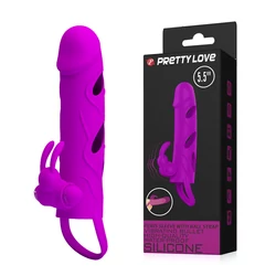 PRETTY LOVE PENIS SLEEVE WITH BALL STRAP vibrációslila