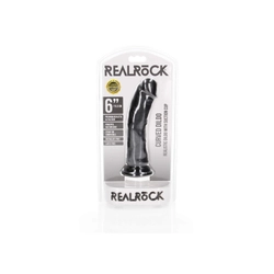 RealRock - Curved Realistic Dildo Balls Suction Cup 6&quot; - rögzíthető ,élethű G-pont dildó (15,5cm) - fekete