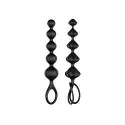 Satisfyer - Love Beads - prémium, 5 gyöngyös, ertra puha anális izgató duó (fekete)