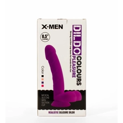 X-Men - 8.5&quot; Dildo Colours Pleasure - élethű, letapasztható herés dildó (21,6cm) - fekete
