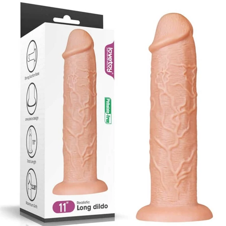 Lovetoy - 11'' Realistic Long Dildo - rögzíthető, élethű dildó (28cm) - natúr