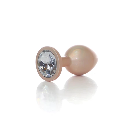 B - Series HeavyFun - Jewellery Plug Medium - áttetsző kristályos fém análdugó (M) - barack/arany
