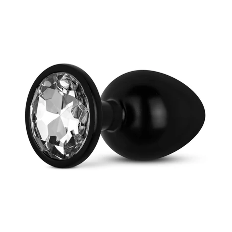EasyToys - Anal Collection - Butt Plug M - áttetsző kristályos fém análdugó (M) - fekete